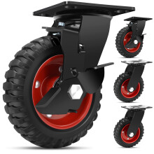 W B D WEIBIDA 6 Inch Heavy Duty Rubber Wheels, Outdoor Castor Wheels with Anti-slip Tread Load Capacity 1700lb, 360Swivel Casters with Brakes for Tr