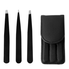 Eyebrow Tweezers, 3 Piece Professional Stainless Steel Precision Tweezers For Eyebrows Plucking, Ingrown Hair Remover And Facial Hair(1set, Black) luc