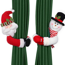 Christmas Curtain Buckle Tieback Set Of 2 Santa Snowman Curtain Tiebacks Holdback Fastener Buckle Window Decorations Wine Bottle Topper Christma
