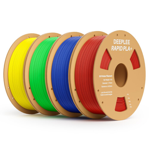 DEEPLEE Rapid PLA Plus Filament 1.75mm Red/Blue/Green/Yellow 4KG Bundle
