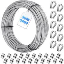 Bridokit 3mm PVC Coated Stainless Steel Wire Rope Kit, 30m (98ft)
