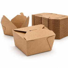 Signature Recyclable Kraft Takeaway Boxes No.1, 50 Pack, Rectangular