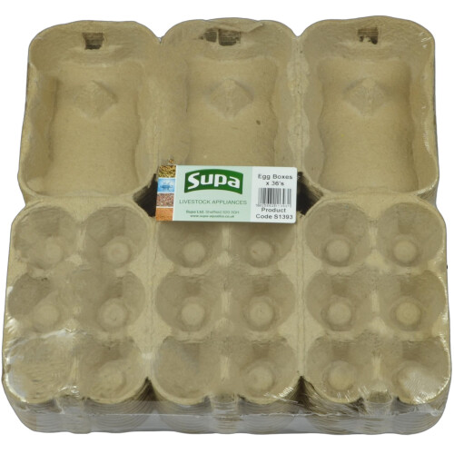 Supa Supa Half Dozen Egg Boxes x 36 -Pieces, Traditional Fibre Egg Box, 1