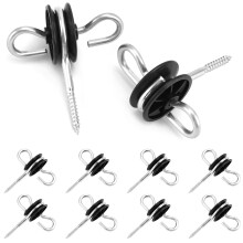 QWORK 10Pcs Electric Fencing Ring Insulators, Wire Mesh Double Hook