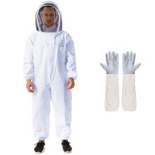 Beekeeping Suit Bee Protection Jacket w/ Gloves & Ventilated Veil Hood(XL)