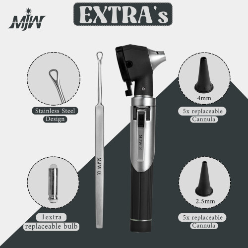 Fiber Optic Mini Otoscope Ear Healthy Tool for Home use with Extra Replaceable LED Light 1