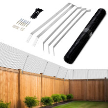 Cat Fence Anti Climb, 20m Cat Proof Fence Kit, Silver Steel Brackets