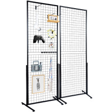 VEVOR 2' x 5.6' Grid Wall Panels Tower, 2 Packs Wire Gridwall Display Racks with T-Base Floorstanding, Double Side Gridwall Panels for Art Craft Shows
