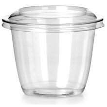 Signature Recyclable PET Round Food Pots + Lids, 8oz, 100+100 Pack