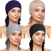 TSKNOMO 4 Pcs Chemo Headwear for Women, Pre-Tied Head Scarf Cancer Headwear for Hair Loss