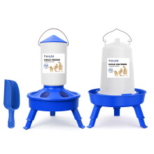 Top Filling Chick Feeder and Waterer Kit with Scoop, 3.3LBS Chick Feeder and 0.4Gal Chick Waterer with 3 Heights Adjustable Legs for Chicks