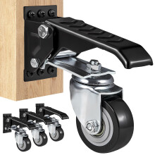 VEVOR Workbench Caster Wheels, 660 lbs Load Capacity, Set of 4, 2.5" Heavy Duty Retractable Casters, Side Mounted Adjustable Stepdown Wheels with 360