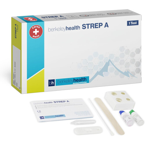 Berkeley Health Strep A Rapid Test Kit, Home Use, Quick Results (1 Test)