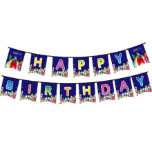 (1Set-Purple Banner)Among Us Party Set Suit Decoration Supplies Banner Cupcake Topper Alien Space