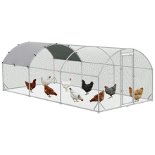 PawHut Walk In Chicken Run with Dome Roof for 12-18 Hens 5.7 x 2.8 x 2m