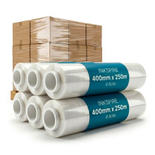 Inkspire 6 Rolls Stretch Shrink Wrap Roll 400mm x 250m – Strong Clear Pallet Wrap, Tear-Resistant Waterproof Packaging Cling Film for Moving, Storag