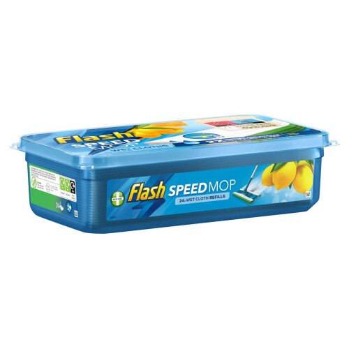 Flash Flash 317765-1 Speedmop Wet Cloths Lemon Multi-Surface Refills, 1 x 24 Pack, Cotton