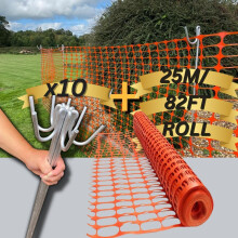 Smith & Barker GALVANISED 5,10, 20 Premium Fencing Pins with 15M 25M 50M Temporary Barrier Fence Mesh Outdoor Garden Plastic Netting Mesh Fence Stakes