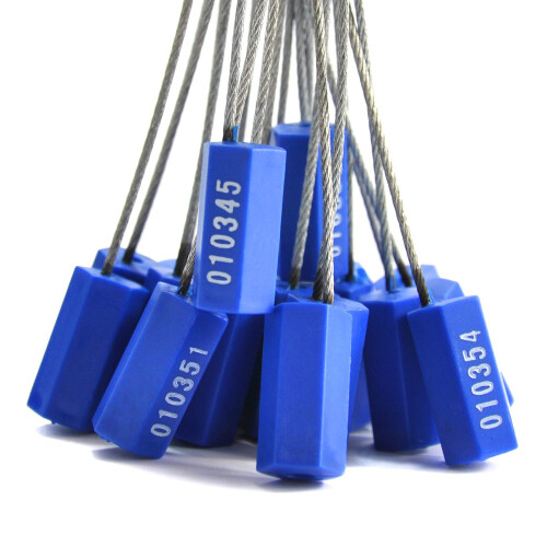 100pcs Numbered Security Cable Seals Tamper Proof Steel Wire Cable Tags Pull-Tite Trailer Seals Cable Ties-Strap (Blue) 2