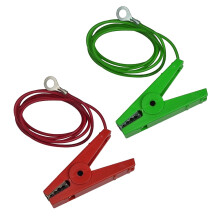 Doblit Replacement Live & Earth Leads for Electric Fence Energiser, 100cm Insulated Cables, Stainless Steel Crocodile Clips & M8 Eyelets, Red & Green