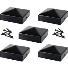 IRONTITE 5 Pack Metal Fence Post Caps 3x3 Black, Newel Post Cap Fence Toppers to Suit 75mm (3") Square Fence Newel Posts. Protect Your Posts with Th