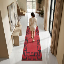 (80 x 300 cm- Printed Extra Large Runner Rug, Red Black) Living Room Runner Rugs Printed Carpets Floor Mats