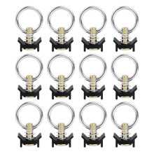 12PCS Single Stud Fitting L Track 4,000LB Capacity with Stainless Steel Round Ring Aluminum Keeper