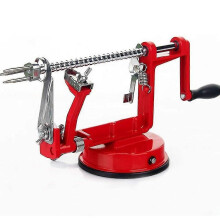 3-in-1-Apfelschäler, Apfelschäler aus Metall für Obst und Gemüse, Rot