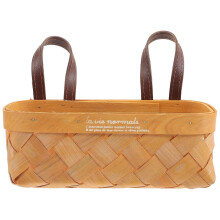 Vintage Woven Basket Wall Hanging Storage Holder Woven Basket for Bathroom Kitchen Khaki 22x13cm