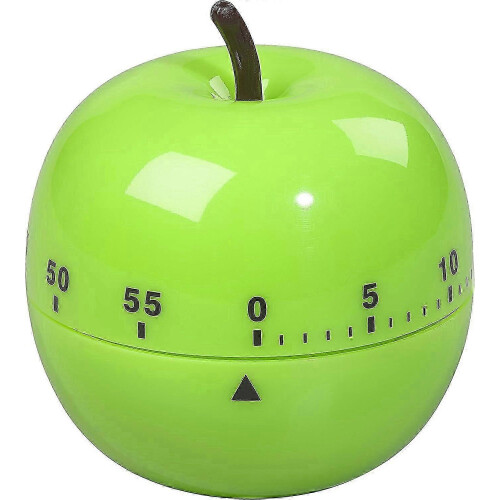 Novelty Kitchen Timer, Apple Shaped 60 Minute / 1 Hour Timer, Baking needs BPA Free Plastic, Green