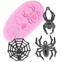 Halloween Spider Silicone Mold Cake Decoration Tool Candy Clay Chocolate Moldpink1pcs
