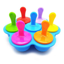 7 Cell Silicone Mini Ice Pops Mold Ice Cream Ball Lolly Maker Popsicle Mould Bab Blue
