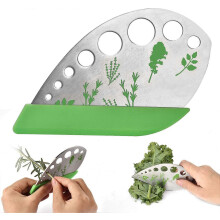 Leaf Herb Stainless Steel Kitchen Herb Tool, 9holes, 2 1 Edge can be Used as Kitchen Chard, Gre
