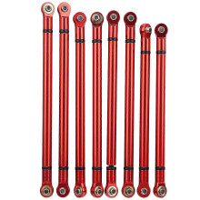 Kit de 8 varillas de tracción metálicas, piezas de mejora y modificación para el coche de simulación Aixal SCX10 1/10 (rojo)