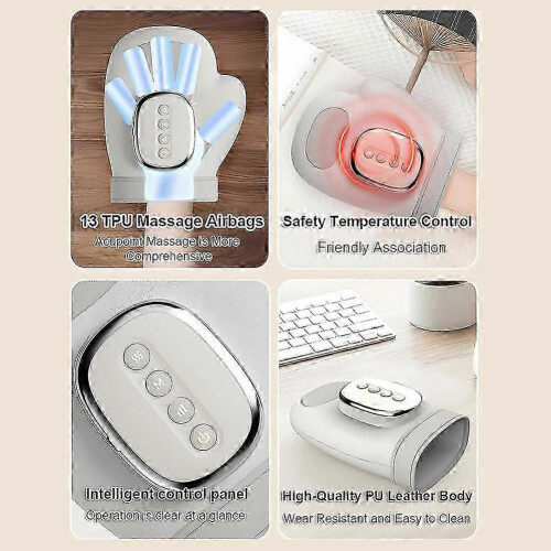 Hand Massager with Heating Function Airbag-Pressure Massage, Suitable for Sensitive Skin, Gift White 2