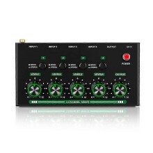 4 Channel Professional Sound Mixer Mini Audio Mixer Line Mixer Small Audio Mixer for Club Bar Black