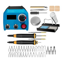 Complete Pyrography Art Set Adjustable 110V Double Pen 36 Multiple Surfaces Crafting Multicolor