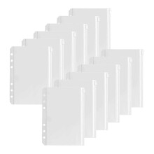 12 Pcs A5 Binder Pockets Binder Zipper 6-Ring Binder Loose Leaf Insert Bags Pouch transparent white