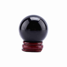 Seltene, natürliche asiatische Heilkugel aus schwarzem Quarzglas, 40 mm + Ständer