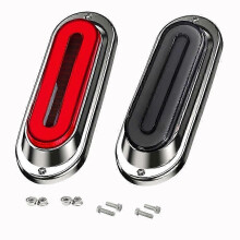 2PCS Luces de remolque ovaladas cromadas de 6" con 114 LED, luces de freno y luces intermitentes secuenciales con lente ahumada f