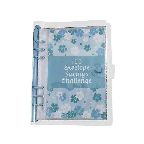 100 Envelope Challenge Binder Savings Binder Save 5050 with Cash Envelopes for Budget Planning Blue
