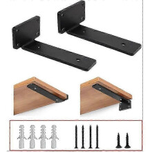 Set di 2 staffe per mensole flottanti da 20 cm (8 pollici), ferramenta a scomparsa, mensole in legno con verniciatura a polvere nera.