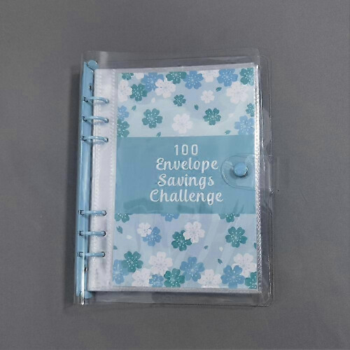 100 Envelope Challenge Binder Savings Binder Save 5050 with Cash Envelopes for Budget Planning Blue 1