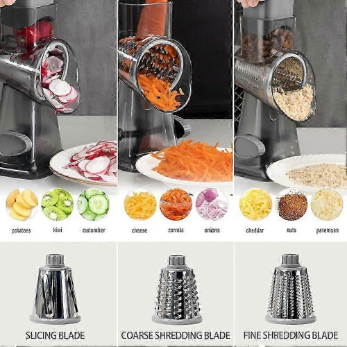 Cheese Grater Hand Crank Rotary Vegetable Shredder Handle,Interchangeable Blades, Slicer for Kitchen 2