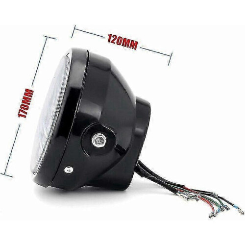 Round Motorcycle Headlight - LED Projector with Mounting Bracket - 12V 7" Halogen LED 1