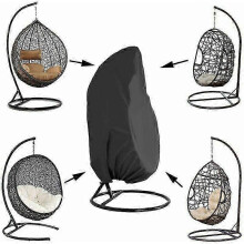 Garden Hanging Chair Cover, Wicker Rattan Egg Chair Cover, Water Cover - 190 x 115 cm (Black)