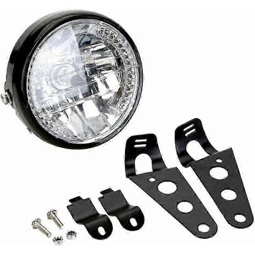 Round Motorcycle Headlight - LED Projector with Mounting Bracket - 12V 7" Halogen LED 2