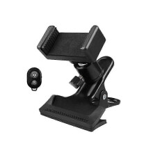 Supporto per telefono a forma di chitarra con telecomando, regolabile a 360, per chitarra e ukulele, Live S, nero.