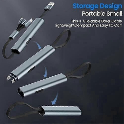 3 1 Fast Charging Cable, Retractable Car Charger, Foldable Super Fast Charging Cable Red 1