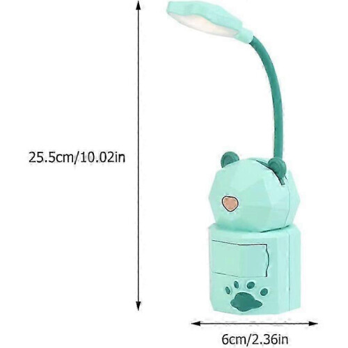 USB Cartoon Night Light, LED Night Light, Green Bear Student Dormitory Reading Night Light 2